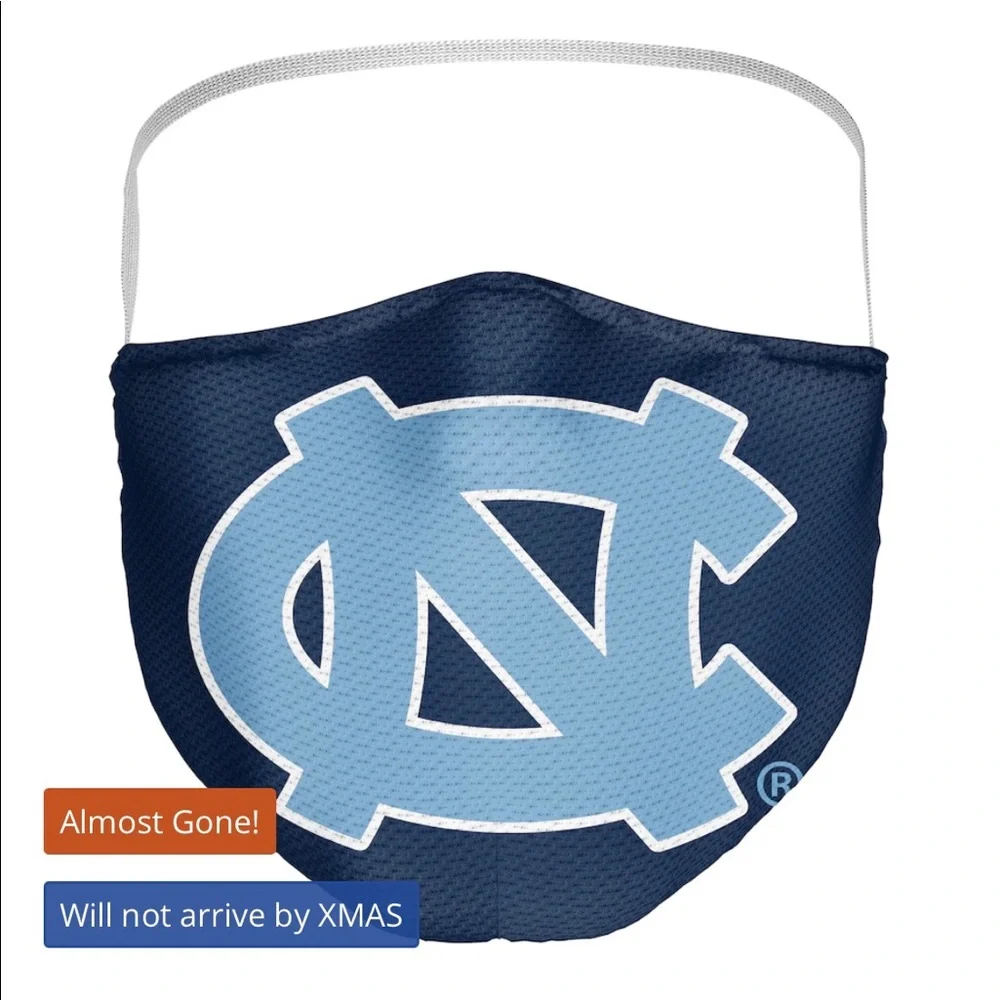 Set of three Carolina Tar Heels UNC North Carolina masks back strap